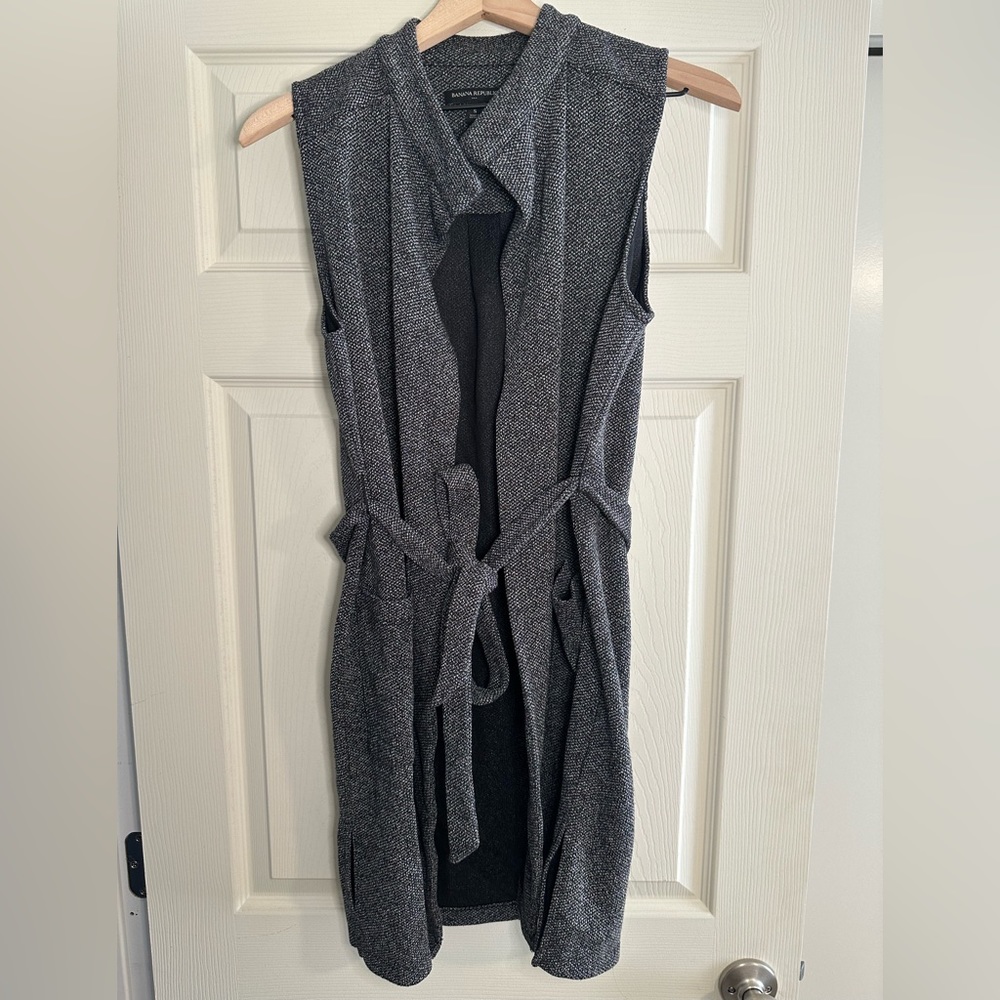 Banana Republic Gray Belted Cardigan Vest - Size Small